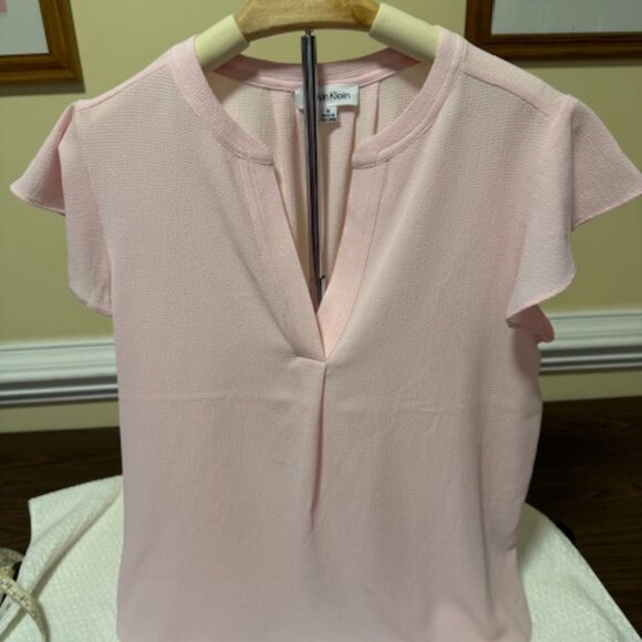 Calvin Klein Collection Tops - Calvin Klein Pink V-Neck Blouse/Top | Minimalist NWOT [M]
